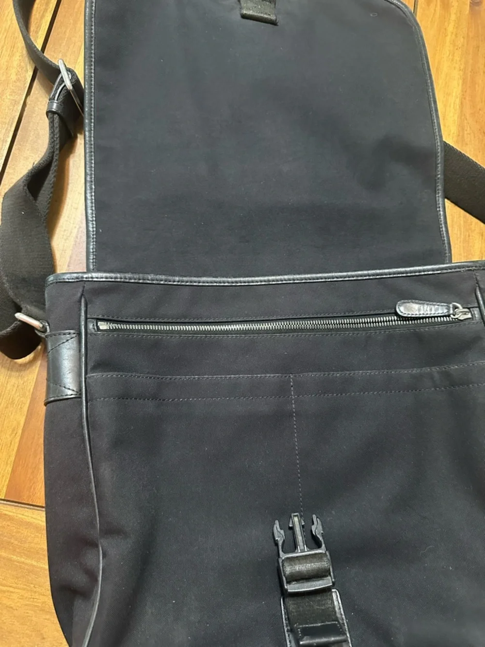 Coach Black Canvas and Leather Trim Messenger Bag